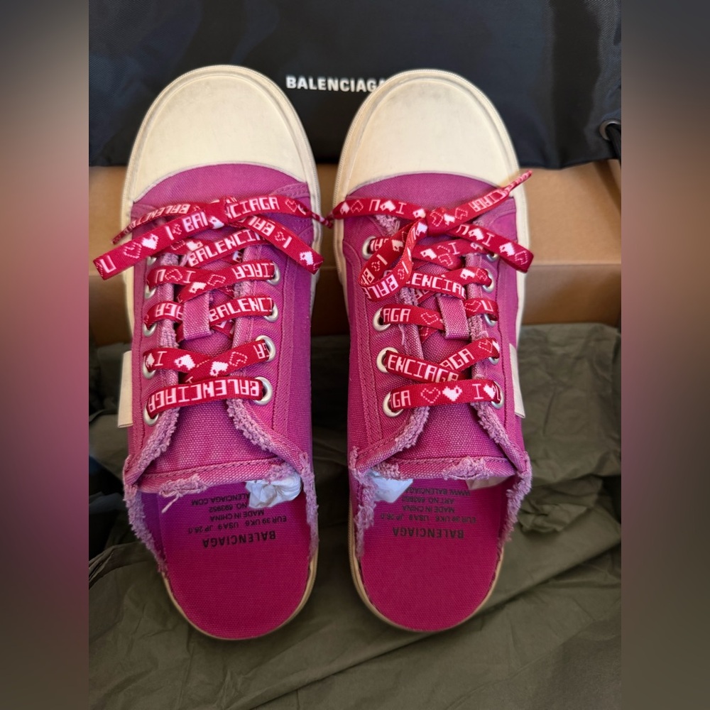 Balenciaga Paris Canvas Mule Sneakers | Pink | EU 39 | Full Set - Picture 8 of 15
